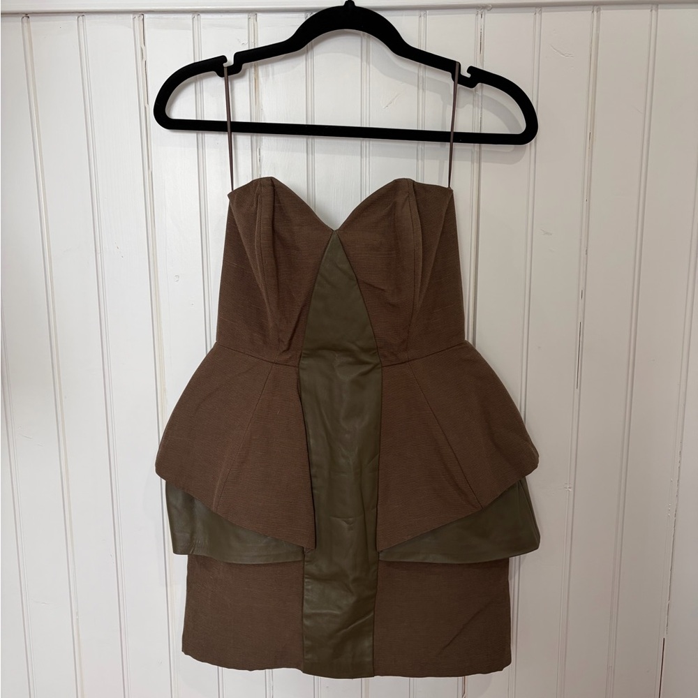 ASOS Brown/Olive Strapless Dress (2)